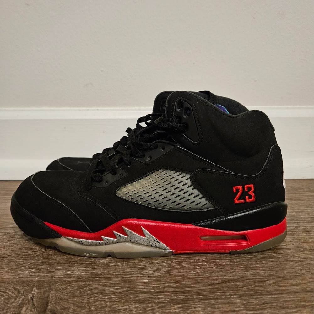 Air Jordan 5 Retro Top 3 Mens 9.5 Black Fire Red Grape CZ1786-001 2020 No Insole - Picture 3 of 14